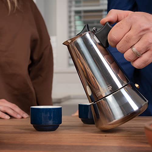  Tainless Steel Stove-Top Espresso Maker Coffee Pot Italian Moka Percolator, Silver, 3 Cup