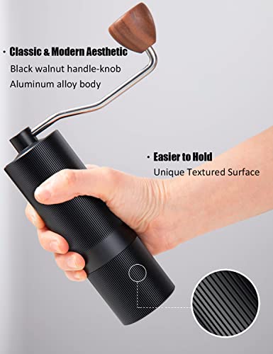  Manual Coffee Bean Grinder, Hand Coffee Mill With Slow Drip Metal Coffee Filter Portable Coffee Grinder With CNC Stainless Steel Conical Burr And Numerical Internal Adjustable Setting