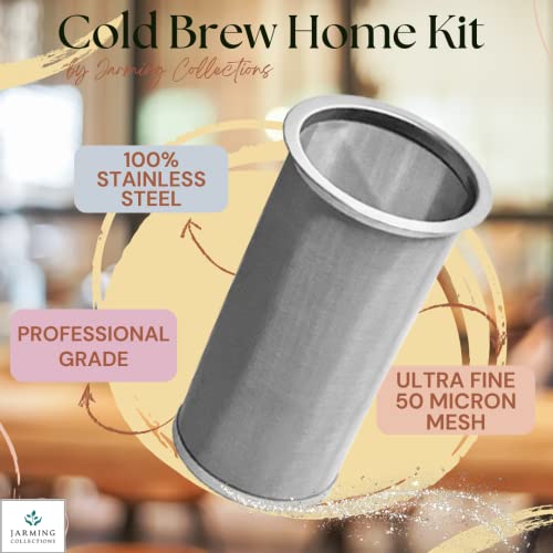  Old Brew Coffee Maker - Ice Tea Maker, Heavy Duty Glass Mason Jar 32 Oz, Fine Mesh Stainless Steel Filter - Includes Lid And Straw