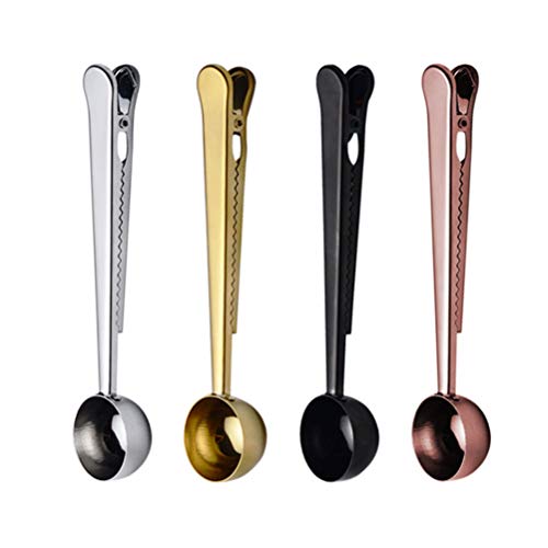  2 In 1 Stainless Steel Coffee Scoop Clip, Coffee Spoon, Long Handle Tablespoon Stainless Steel Coffee Spoon With Bag Clip For Coffee, Tea (Silver)