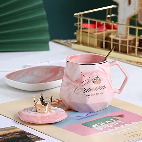  Coffee Mug Wamer, Beverage Warmer,Lovely Ins Coffee Cup With Warmer Set, Auto On/Off Gravity-Induction Coffee Tea Water Milk Warmer With Mug For Office Home Use(Crown Pink)