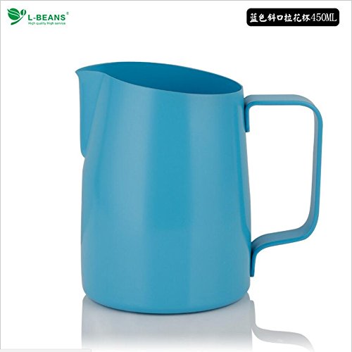  Pull Flower Cup Cylinder Coffee Foam Mugs 450ml Stainless Steel Non-Stick Coating Coffee Mugs Pitcher Milk Frothing Lattes Cup (Black)