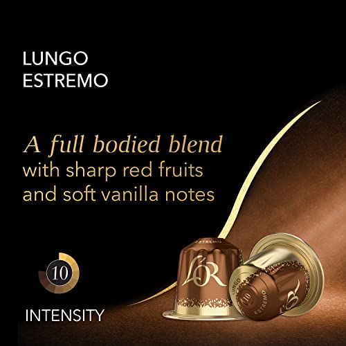  Espresso Capsules, 100 Count Estremo Lungo, Single-Serve Aluminum Coffee Capsules Compatible With The L'OR BARISTA System & Nespresso Original Machines