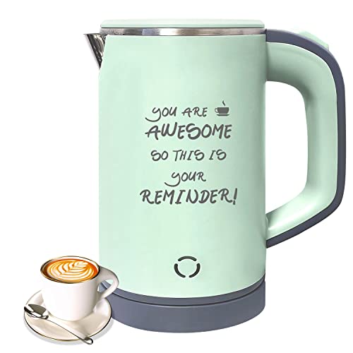  Small Electric Tea Kettle, 0.8L Portable Travel Hot Water Boiler Stainless Steel,Low Power Cordles Mini Electric Coffee Kettle Auto Shut-off,Gift For Camping, Travel, Office And Student Dormitory