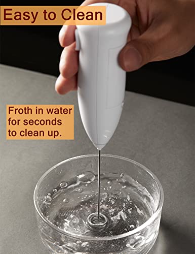  Ilk Frother For Coffee, Turimon Battery Powered Electric Milk Frother Handheld For Coffee, Lattes, Matcha/Mini Hand Drink Mixer Whisk/Coffee Bar Accessories - White