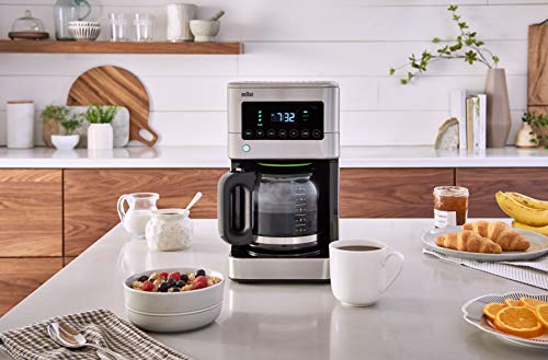Braun Brew Sense 12 Cup Touch Screen Drip Coffee Maker Machine With Brew Strength Options, 2 Hour Shut Off And 24 Hour Timer, Stainless Steel