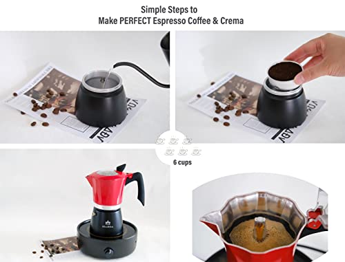 Stovetop Espresso Maker, 6 Espresso Cup Moka Pot Italian Coffee Maker, Manual Cuban Coffee Percolator Pot Greca Coffee Maker Camping Coffee Pot