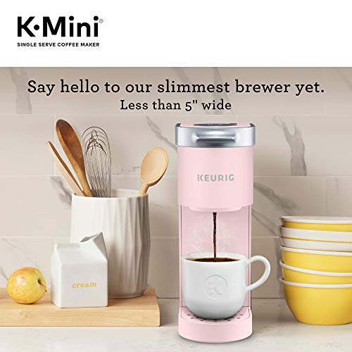 FRIGIDAIRE EFR372-PINK 3.2 Cu Ft Pink Retro Compact Rounded Corner Premium Mini Fridge & Keurig K-Mini Coffee Maker, Single Serve K-Cup Pod Coffee Brewer, 6 To 12 Oz. Brew Sizes, Dusty Rose