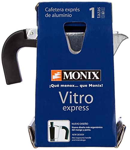  M620001 Monix Vitro Express 1 Cup Coffee Maker, Silver