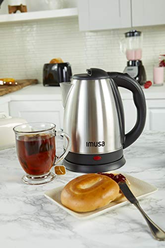  MUSA USA GAU-18220 1.8 Liter Cordless Stainless Steel Electric Tea Kettle With Easy To Serve Pouring Spout