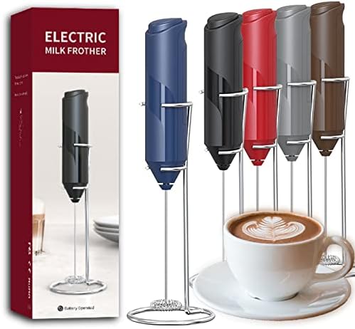 Electric Milk Frother Handheld, Battery Operated Whisk Beater Foam Maker For Coffee, Cappuccino, Latte, Matcha, Hot Chocolate, Mini Drink Mixer,Multi-Function Blender,Frother With Stand(Red)