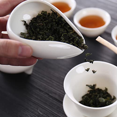  Tea Making Vessel 2pcs Mini Ceramic Scoop Loose Leaf Tea Scoop Bath Salt Spoon Small Round Teaspoons Coffee Tablespoon For Salt Coffee Powder Tea Chinese Tea Vessel