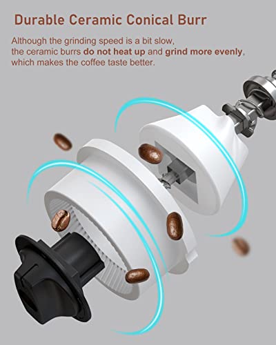  Small Electric Conical Burr Coffee Grinder, One-touch Portable Ceramic Burr Grinders For Coffee Beans With Adjustable Burr And Removable Chamber, Type-C Rechargeable Coffee Bean Grind, Travel