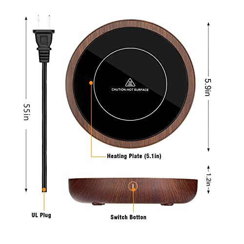  Offee Mug Warmer, COPORISO 36W Coffee Warmer For Desk Auto Shut Off, Coffee Cup Warmer With 3-Temperature Settings, Wax Melt Warmer Heating Plate (Up To 180° F), Wood Grain