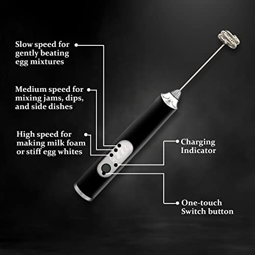  Powerful Milk Frother For Coffee With Upgraded Titanium Motor - Handheld Frother Electric Whisk, Milk Foamer, Mini Mixer And Coffee Blender Frother For Latte, Matcha, No Stand