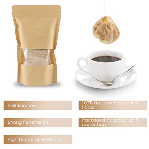  300PCS Tea Filter Bags For Loose Tea,Disposable Tea Infuser Unbleached Paper Safe & Natural Material Drawstring Empty Bag