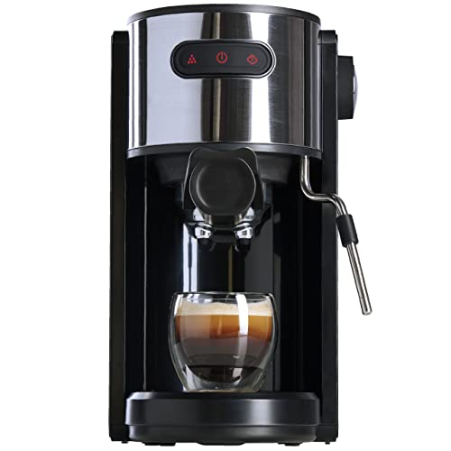 Espresso Machine, Quick-Brew Espresso Maker With Milk Frother & 1.3 Liter Removable Water Tank