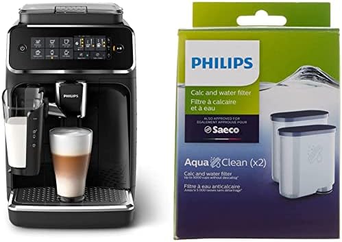  Hilips 3200 Series Fully Automatic Espresso Machine W/LatteGo, Black, EP3241/54 & Philips Saeco AquaClean Filter 2 Pack, CA6903/22