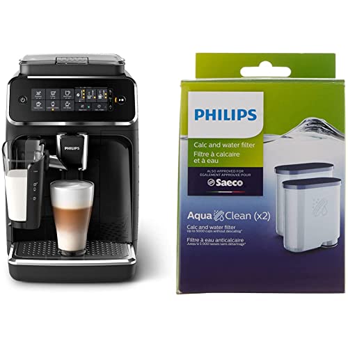  Hilips 3200 Series Fully Automatic Espresso Machine W/LatteGo, Black, EP3241/54 & Philips Saeco AquaClean Filter 2 Pack, CA6903/22