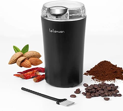  Coffee Bean Grinder, Lalayuan Electric Coffee Grinder,200W Powerful Electric Spice Grinder, Herb Grinder, Espresso Grinder, One Touch Coffee Mill For Beans, Spices Herbs,Nuts, With Clean Brush Black
