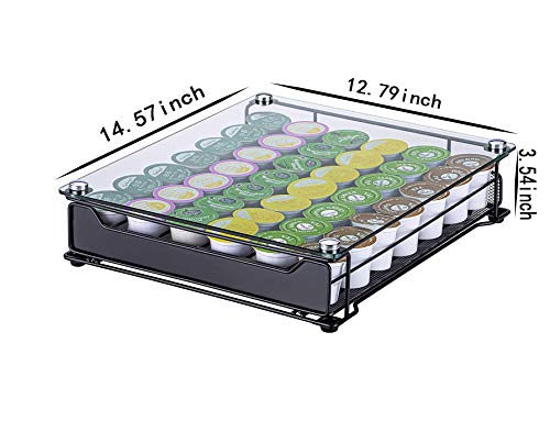  K-Cup Storage Coffee Capsules Pod Holder Glass Top Drawer Capsule Display Storage For K-cup 42pods