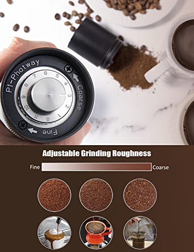 Manual Coffee Bean Grinder, Hand Coffee Mill With Slow Drip Metal Coffee Filter Portable Coffee Grinder With CNC Stainless Steel Conical Burr And Numerical Internal Adjustable Setting