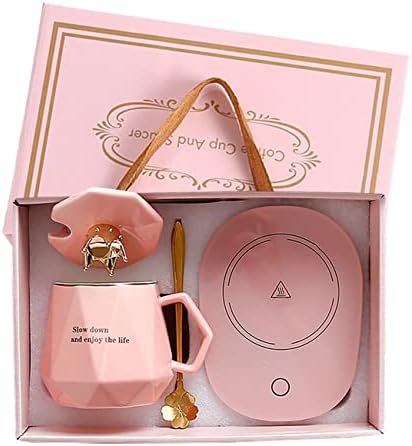  Offee Warmer For Desk, With Mug Set. Cup Warmer Tea Warmer, Electric Beverage Warmer, Drink Warmer For Cocoa, Tea, Milk. Gifts For Mom, (Pink)