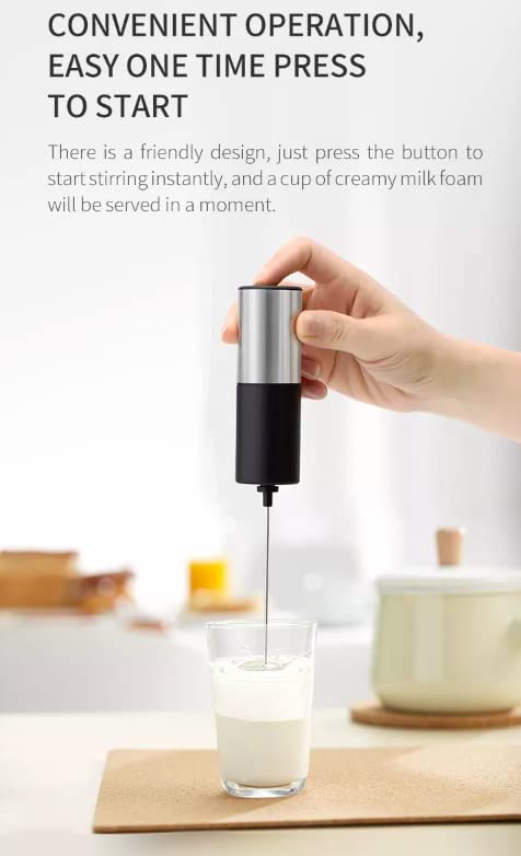 GENERIC Handheld Milk Frother, Electric Battery Operated Foam Maker With Stainless Steel Whisk, Mini Hand Mixer And Milk Foamer For Coffee Latte Cappuccino Hot Chocolate, Portable And Quiet