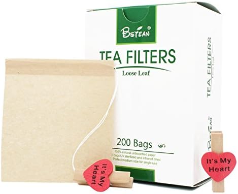  Tea Filter Bags Disposable Tea Infuser Drawstring Loose Leaf Tea With 100% Natural Unbleached Paper And Free Clip (100 PCS)