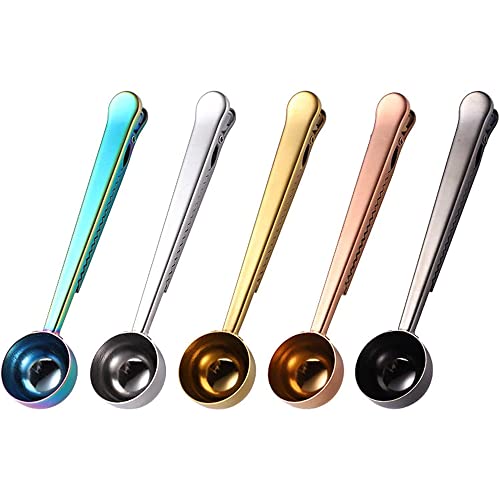  Coffee Scoop Clip Multifunctional 304 Stainless Steel Coffee Spoon With Sealing Clamp Scoop Cafe Tool Perfect For Coffee Powdered Milk Tea Kitchen Tools 2 In 1 Multifunctional Food Spoon