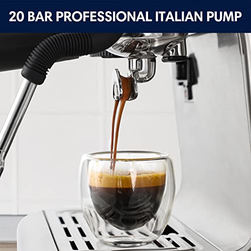  Espresso Machine With Grinder And Milk Frother, 20 Bar Semi Automatic Espresso Coffee Machine Latte And Cappuccino Coffee Maker All In One Espresso Machine For Home Barista, Brushed Stainless Steel