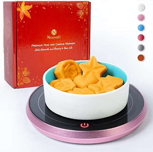  4-in-1 Wax Melt Warmer/Candle Warmer/Mug Warmer-Coffee Warmer For Desk Auto Shut-Off: Excellent Heating, Advanced Sensor, Safety Features, Stylish And Compact (Wood Grain)
