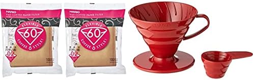 Hario V60 Paper Coffee Filters Single Use Pour Over Cone Filters Size 02 White, 100 Count, 2-pack