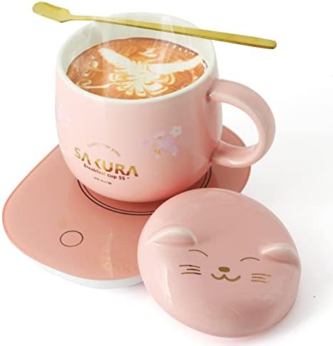  Coffee Warmer With Mug - Cute Coffee Cups Cat Mug Cup Warmer Mug Warmer For Desk Coffee Cup For Women Smart Coffee Mug Warmer Coffee Mug Warmer Is The Gift With Gift Box Pink