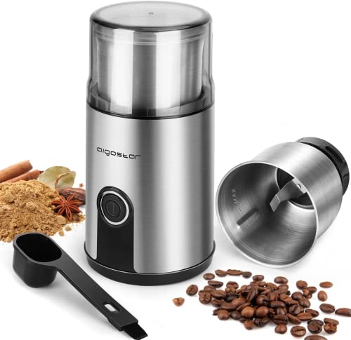  Coffee Grinder Electric, 160W Detachable Coffee Bean And Spice Grinders, Stainless Steel Blade & Removable Bowl, Easy Cleaning, 2.6 OZ, Black