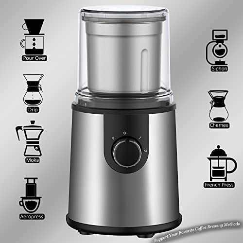  350W Coffee Grinder Electric For Coffee Beans Adjustable Speed Knob Herb Grinding Mill Detachable Grinding Cup Nut Flax Seed And Spice Grinder Food Pulverizer For Dry & Wet Food Ingredients