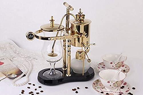  Belgian/Belgium Family Balance Siphon/Syphon Coffee Maker, Elegant Double Ridged Fulcrum With Tee Handle (Classic Gold)