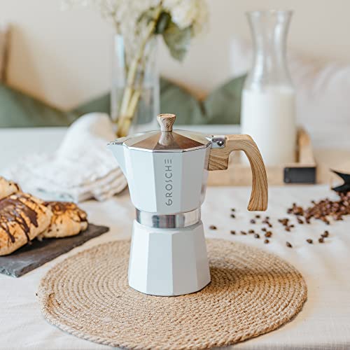  Milano Stovetop Espresso Maker Moka Pot 6 Espresso Cup - 9.3 Oz, White - Cuban Coffee Maker Stove Top Coffee Maker Moka Italian Espresso Greca Coffee Maker Brewer Percolator