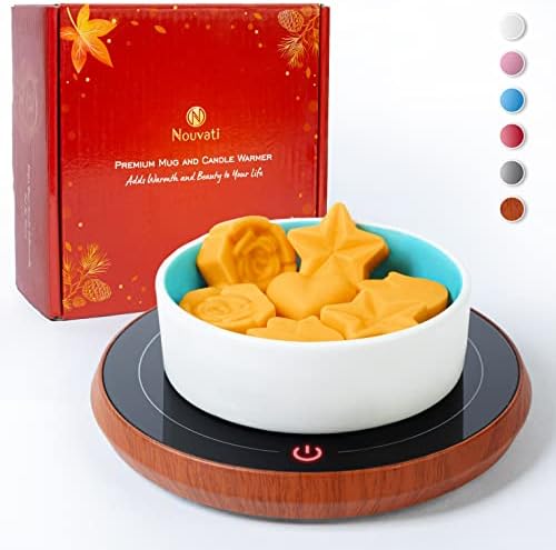  4-in-1 Wax Melt Warmer/Candle Warmer/Mug Warmer-Coffee Warmer For Desk Auto Shut-Off: Excellent Heating, Advanced Sensor, Safety Features, Stylish And Compact (Wood Grain)