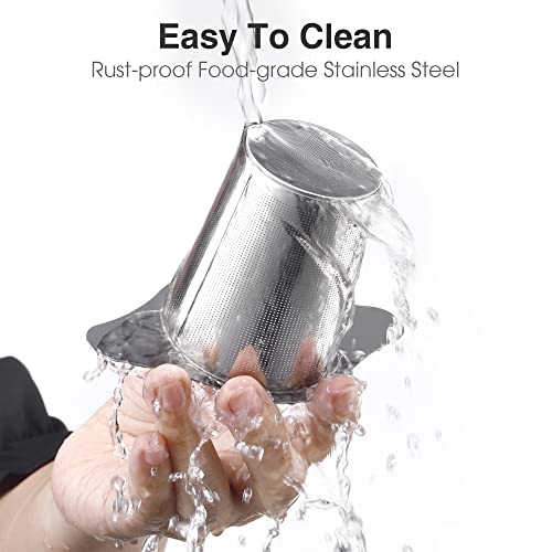  Reusable Stainless Steel Coffee Filter, Paperless Coffee Maker Strainer, Double Fine Mesh Basket For Loose Tea& Ground Coffee, Coaster Lid, Long Handle For Cup, Mug &Teapot