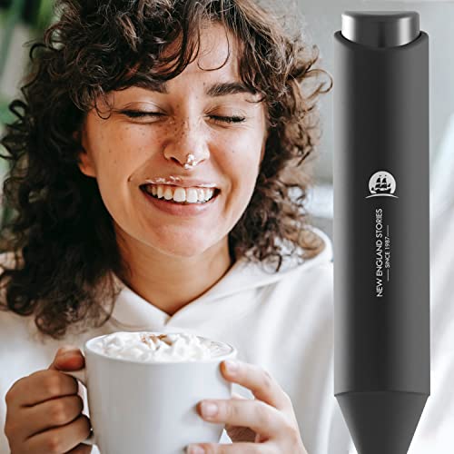  Ctric Milk Frother Handheld, Battery Operated Whisk Beater Foam Maker For Coffee, Cappuccino, Latte, Matcha, Hot Chocolate, Mini Drink Mixer, No Stand, Black