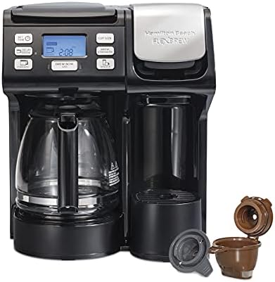 Hamilton Beach 49976 FlexBrew Trio 2-Way Coffee Maker, Compatible With K-Cup Pods Or Grounds, Combo, Single Serve & Full 12c Pot, Black
