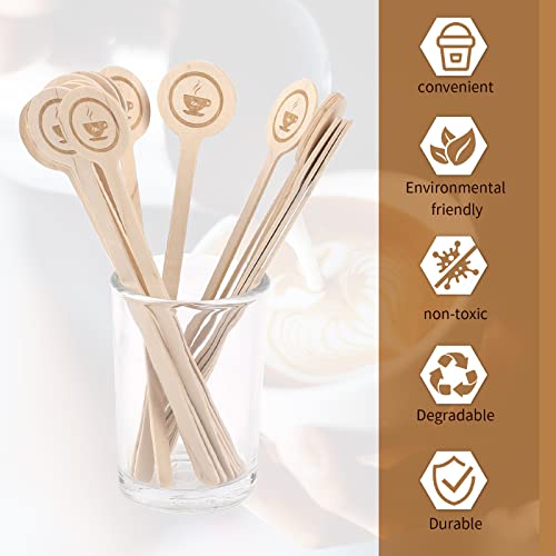  Coffee Stirrers Stir Sticks Wooden Coffee Stirrer Beverage With Round Ends, 6 Inch Environmentally Friendly Coffee Stir Sticks For Coffee Milk Cocktail Tea (100 Pcs)