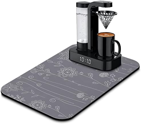  Coffee Bar Mat Accessories For Countertop Super Absorbent Anti-Slip Silicone Dish Drying Mats For Kitchen Counter Draining Pad Decor Gift Fit Coffee Maker Coffee Pot Espresso Machine 23inx15in