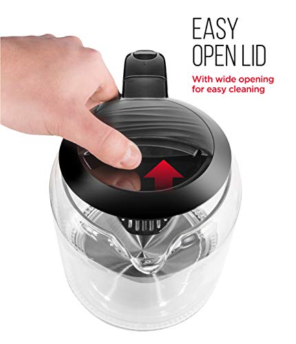  1.7 Liter Electric Glass Tea Kettle, Fast Hot Water Boiler, One Touch Operation, Boils 7 Cups, Swivel Base & Cordless Pouring, Auto Shut-Off