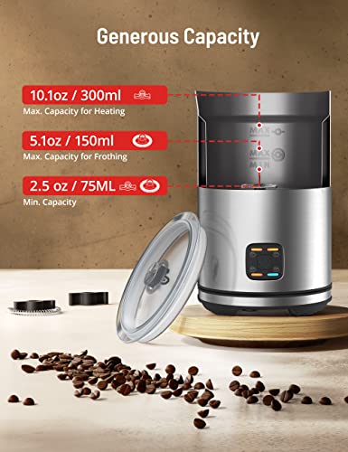  Milk Frothers, PARIS RHÔNE 4-in-1 Automatic Warm And Cold Milk Foamer, Electric Milk Frother And Steamer For Coffee, Milk Warmer, Foam Maker For Latte, Cappuccino, Macchiato