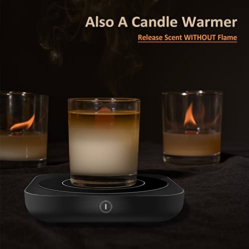  Coffee Mug Warmer For Desk Large Candle Jar Warming Plate Auto Shut Off Desktop Electric Heated Coaster For Tea Cup Teapot Chemex Pot Calentador De Tazas Para Velas Aromaticas Electrico, Black