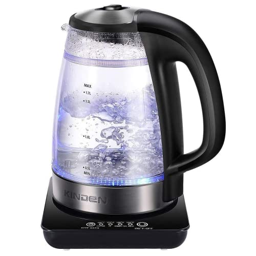  Glass Electric Kettle, Tea Kettle Water Boiler With Boil-Dry Protection, LED Indicator, Double Wall Temperature Control, 1500W Wide Opening, BPA Free