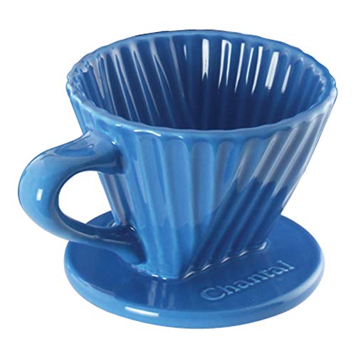  "Lotus" Ceramic Pour Over Coffee Dripper, 8 Ounces, Blue Cove