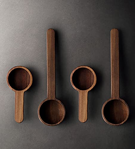  Offee Spoons, Wooden Tablespoon Scoop, CISHNOU Wooden Coffee Ground Spoon, Measuring For Ground Beans Or Tea, Soup Cooking Mixing Stirrer Kitchen Tools Utensils, 1 Wooden Tea Scoop(3.86 Inches)